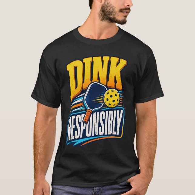 Camiseta Beber Responsavelmente Esporte de Pickleball Retro (Frente)