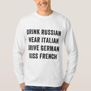 Camiseta Beber Russo Vista Italiano Drive Alemão Kiss Frenc