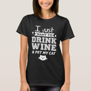 Camiseta Beber Vinho acariciar meu gato