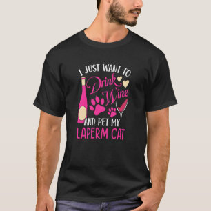 Camiseta Beber Vinho e Acariciar Meu Gato LaPerm Humor de M