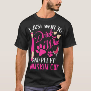 Camiseta Beber Vinho e Acariciar meu Gato Minskin Humor de 