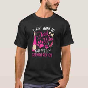 Camiseta Beber Vinho e Acariciar Meu Gato Rex Alemão Humor