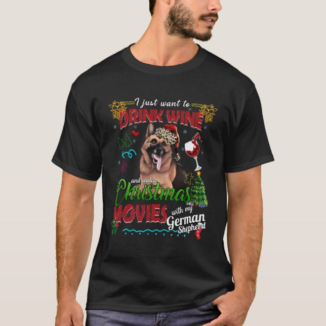 Camiseta Beber Vinho Ver Filmes De Natal Com Meu Alemão (Frente)