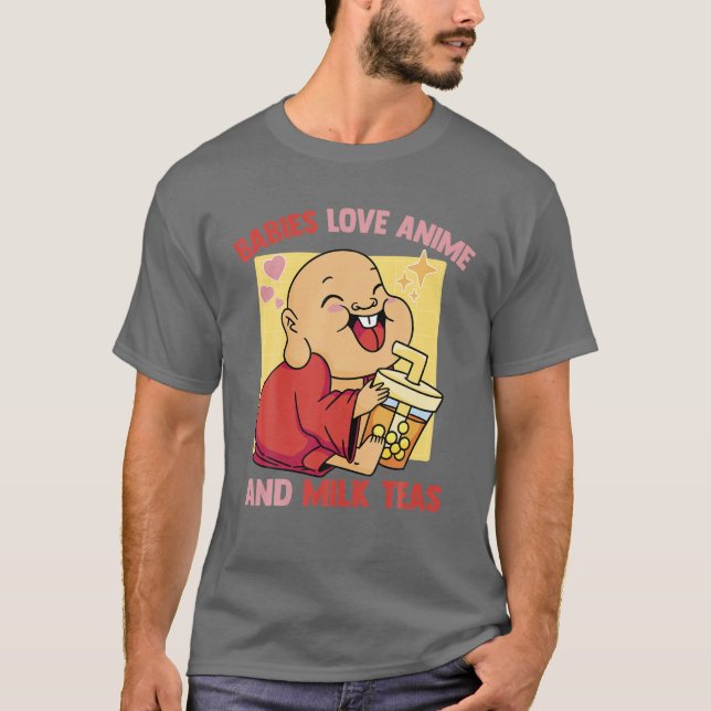 Camiseta Bebês Adoram Animes E Chás Leiteiras - Anim Kawaii (Frente)