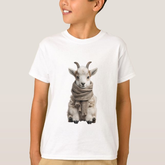 Camiseta Bebês Cabritos com Lenço de Pescoço com Chifres (Frente)