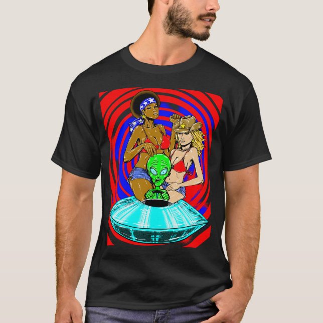 Camiseta Bebês Com Alienígena Em Ufo (Frente)