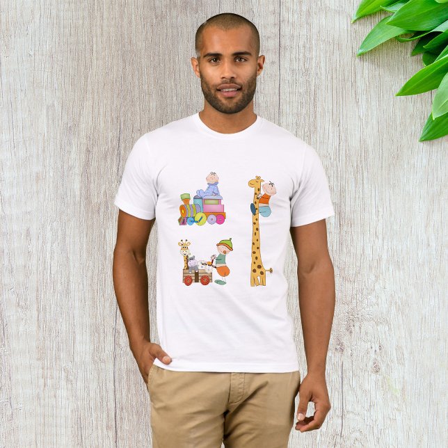 Camiseta Bebês com Nursery Train Giraffe and Wagon (Criador carregado)
