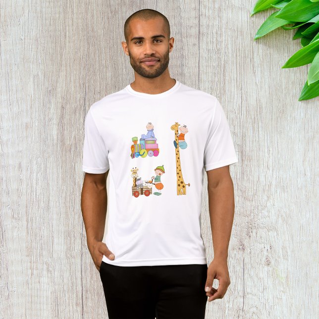 Camiseta Bebês com Nursery Train Giraffe and Wagon (Criador carregado)