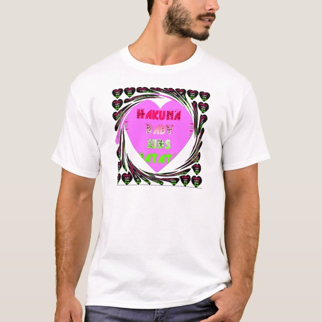 Camiseta Bebês Corações Rosa Hakuna Matata Bebê Crianças De (Frente)