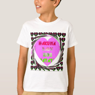 Camiseta Bebês Corações Rosa Hakuna Matata Bebê Crianças De