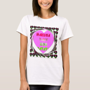 Camiseta Bebês Corações Rosa Hakuna Matata Bebê Crianças De
