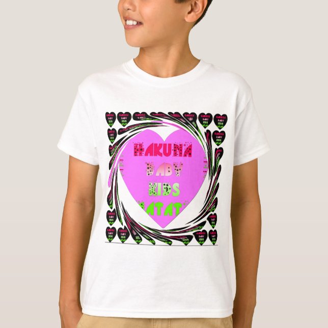 Camiseta Bebês Corações Rosa Hakuna Matata Bebê Crianças De (Frente)