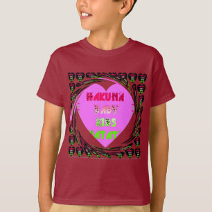 Camiseta Bebês Corações Rosa Hakuna Matata Bebê Crianças De
