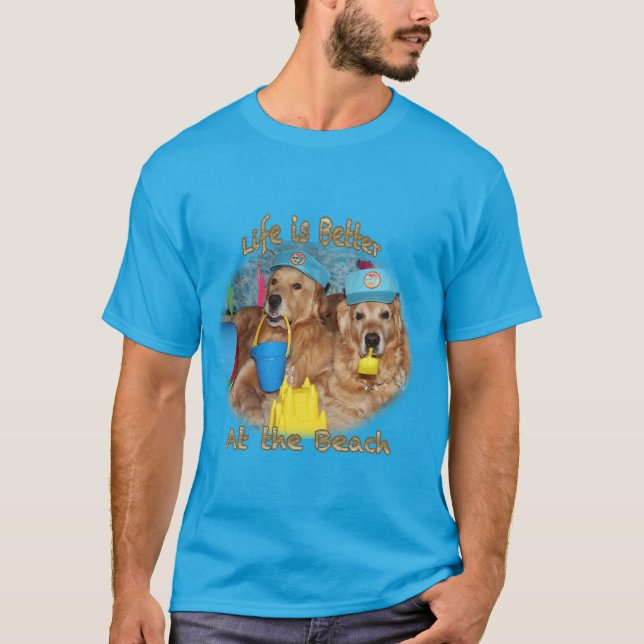 Camiseta Bebês da praia do golden retriever (Frente)