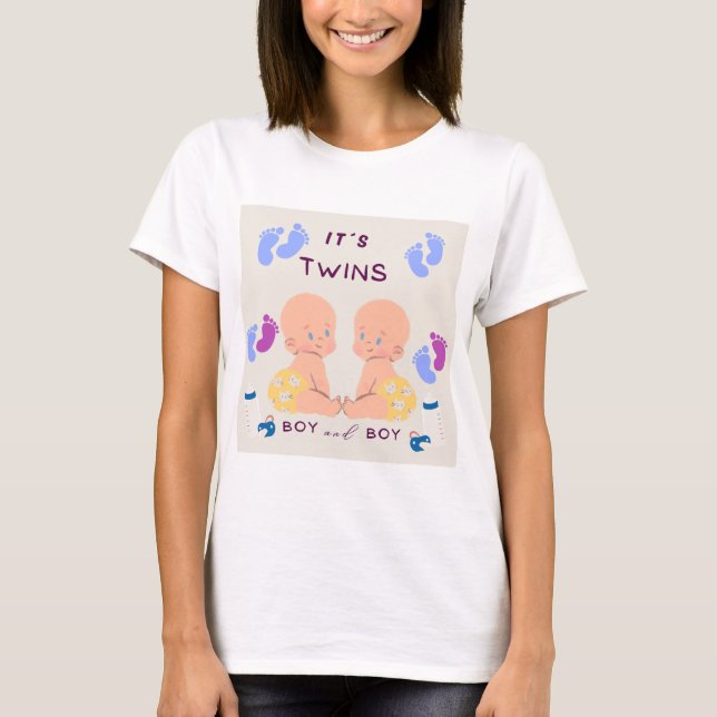 Camiseta Bebês irmãos gêmeos (Frente)