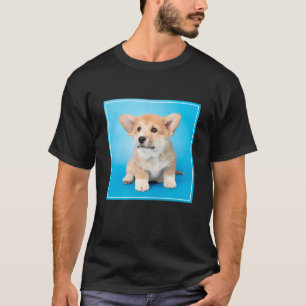 Camiseta Bebês Mais Pobres Corgi Puppy a azul