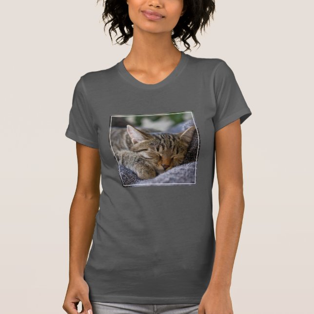 Camiseta Bebês Mais Pobres | Dormir De Tabby Kitten (Frente)