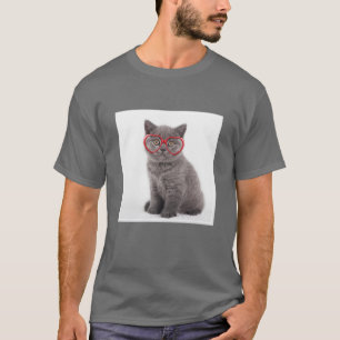 Camiseta Bebês Mais Pobres Óculos de coração de Kitten