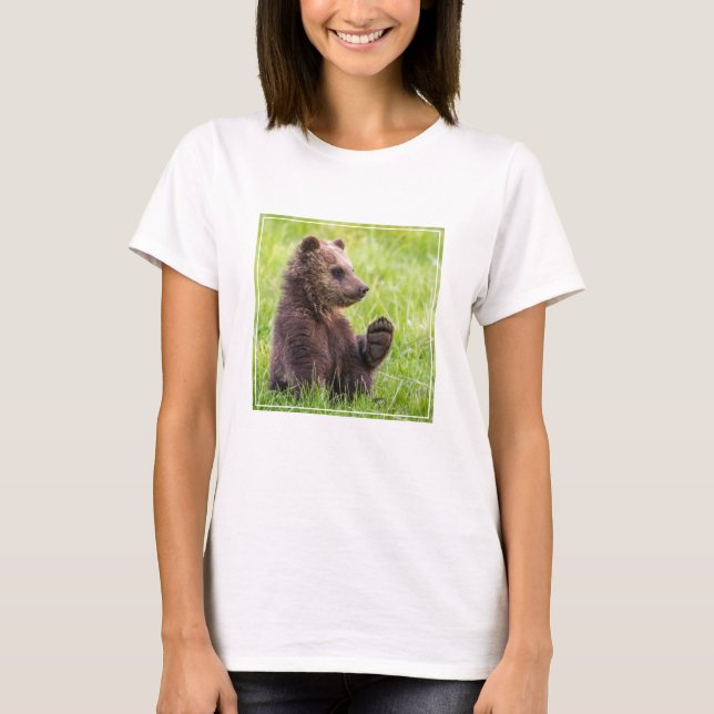 Camiseta Bebês Mais Pobres | Onda De Cubo De Urso Castanho (Frente)