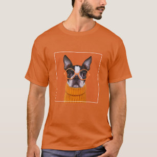 Camiseta Bebês Mais Pobres   Orange Boston Terrier