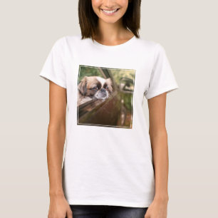 Camiseta Bebês Mais Pobres Pekingese Puppy no carro