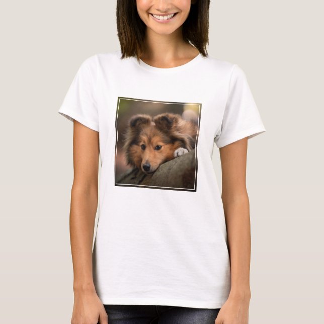 Camiseta Bebês Mais Pobres | Shetland Sheepdog Puppy (Frente)