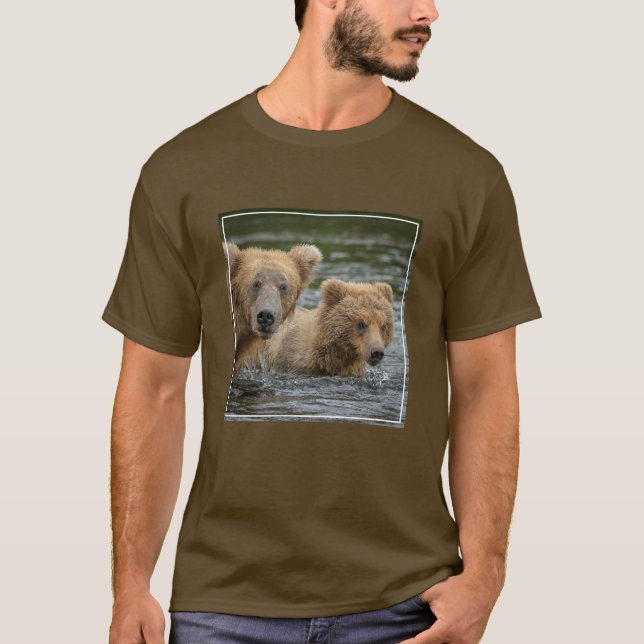 Camiseta Bebês Mais Pobres | Urso-Mama e Cubos (Frente)