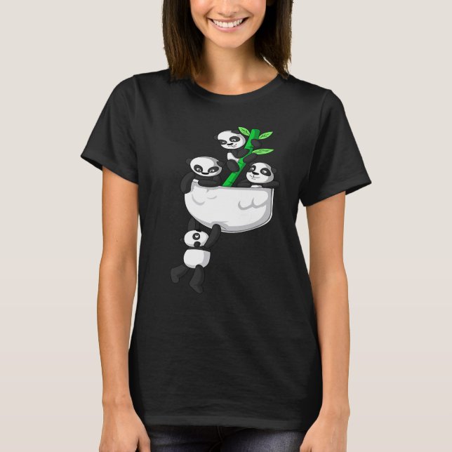 Camiseta Bebês Panda no Urso Pocket Pocket (Frente)