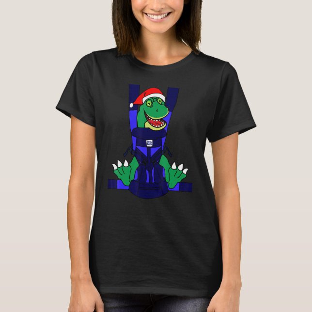 Camiseta Bebês Papais noeis T Rex Engraçado Dinossauro Boni (Frente)