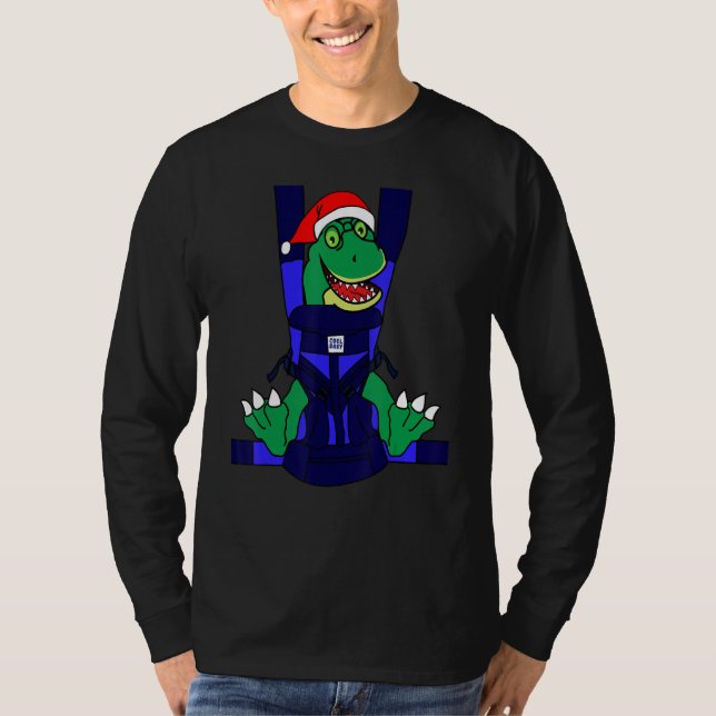 Camiseta Bebês Papais noeis T Rex Engraçado Dinossauro Boni (Frente)