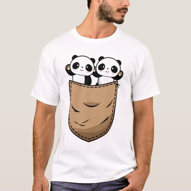 Camiseta Bebês Zwei Panda em Hemdtasche (Frente)