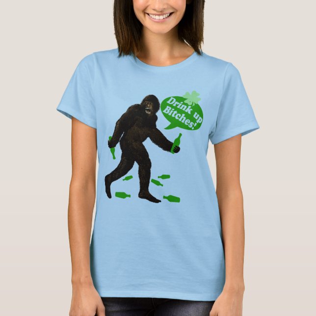 Camiseta Bebida acima, Bigfoot bêbedo Sasquatch (Frente)