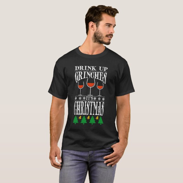Camiseta Bebida acima de Grinches é Natal (Frente Completa)