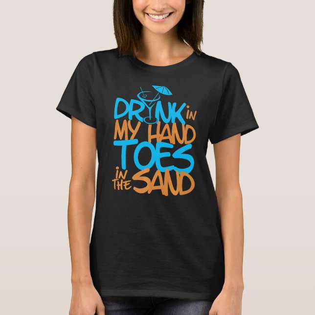 Camiseta Bebida Com As Palmas Na Areia (Frente)