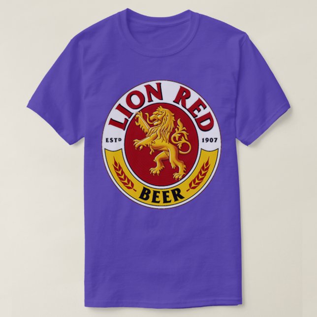 Camiseta Bebida de cerveja vermelha de leão (Frente do Design)