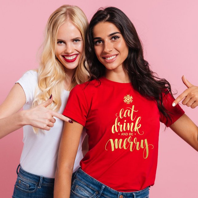 Camiseta Bebida de Natal e ser Feliz Red Women's (Criador carregado)