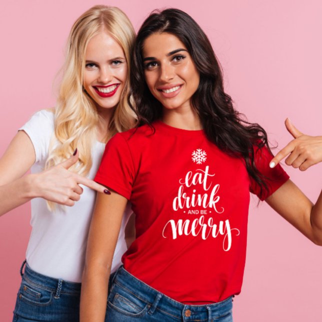 Camiseta Bebida de Natal e ser Feliz Red Women's (Criador carregado)