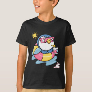 Camiseta Bebida Flutuante de Verão do Pinguim Relax Funny F