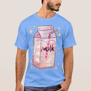 Camiseta Bebida japonesa com leite de morango Kawaii Manga