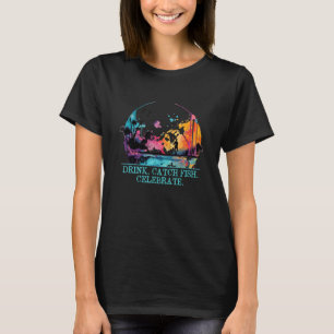 Camiseta Bebida Peixe Capturado Celebra Felicidade Beer Lov