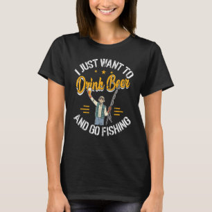 Camiseta Bebida Vai Pescar Bebendo Engraçado Pescador Ang