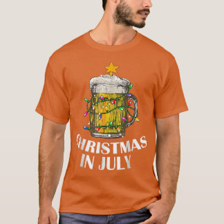 Camiseta Bebidas Cerveja Árvore Natal Divertida Luzes Verão