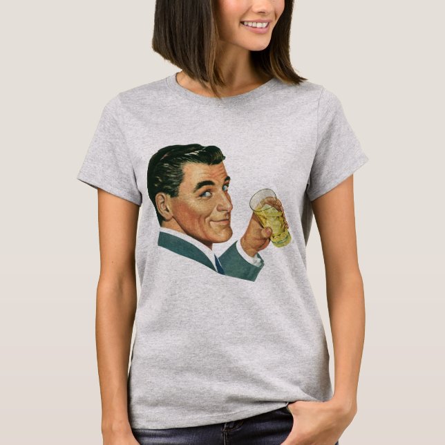 Camiseta Bebidas Coquetéis Antigos, Homem Bebendo Drinks (Frente)