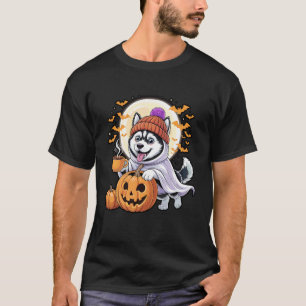 Camiseta Bebidas de Abóbora Fantasma Siberian Husky Beanie