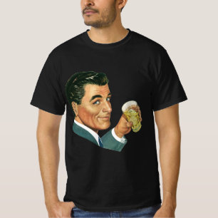 Camiseta Bebidas de Coquetéis Vintage, Homem Bebendo Drinks