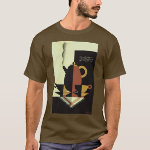 Camiseta Bebidas de Drinks Vintage Cafeteira com Xícaras
