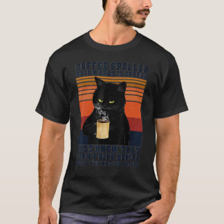 Camiseta Bebidas de Gato Preto Café De Trás Para Frente É E