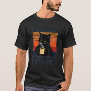 Camiseta Bebidas de Gato Preto De Café De Trás Para Frente