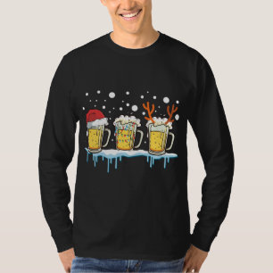 Camiseta Bebidas Natal Mugs Santa Hat Xmas Luzes Reincervej