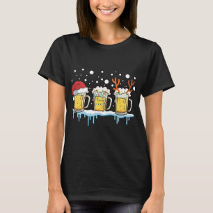 Camiseta Bebidas Natal Mugs Santa Hat Xmas Luzes Reincervej
